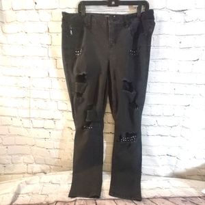 Torrid Premium Size 16 Skinny Destroyed Black Jeans